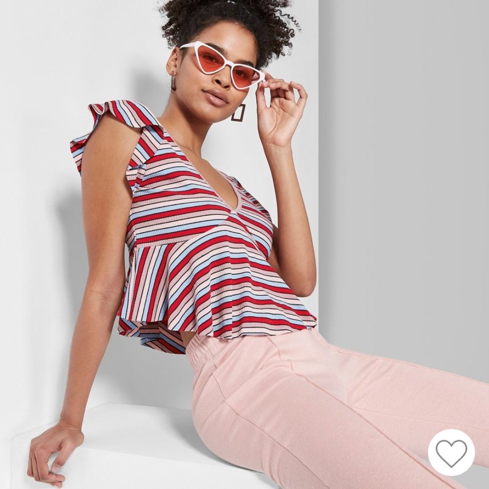 [BUNDLE] 2 Short Sleeve V-Neck Flutter Shirts XS